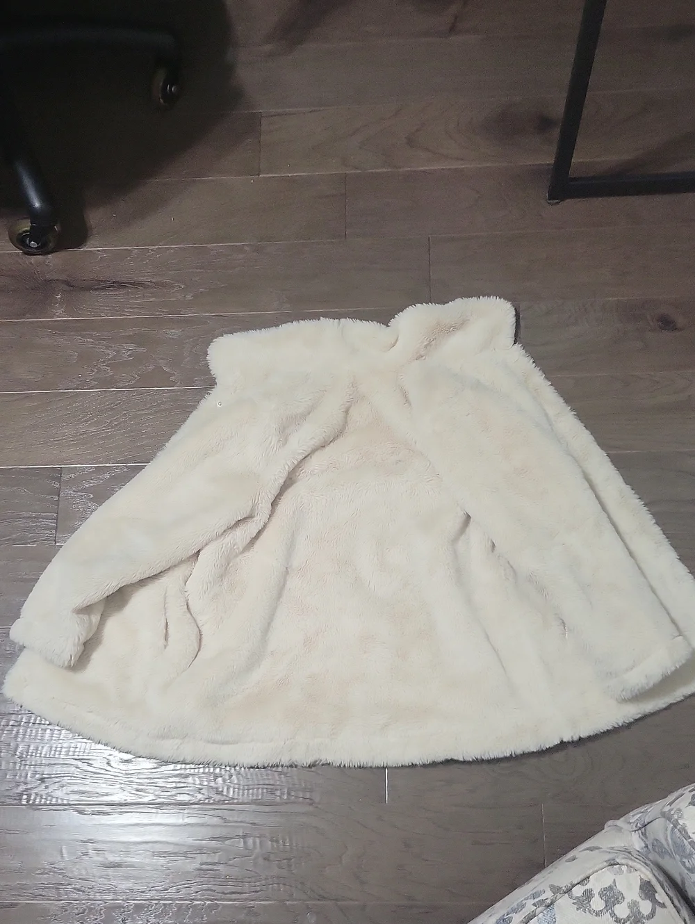 Cream Faux Fur Coat W/ Satin Lining